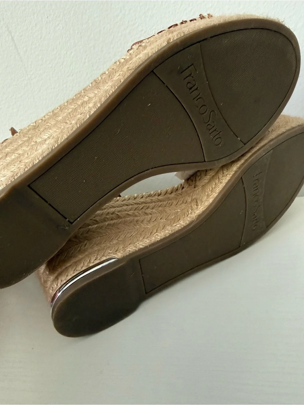 Franco Sarto Tan Brown Espadrille Wedge Sandals